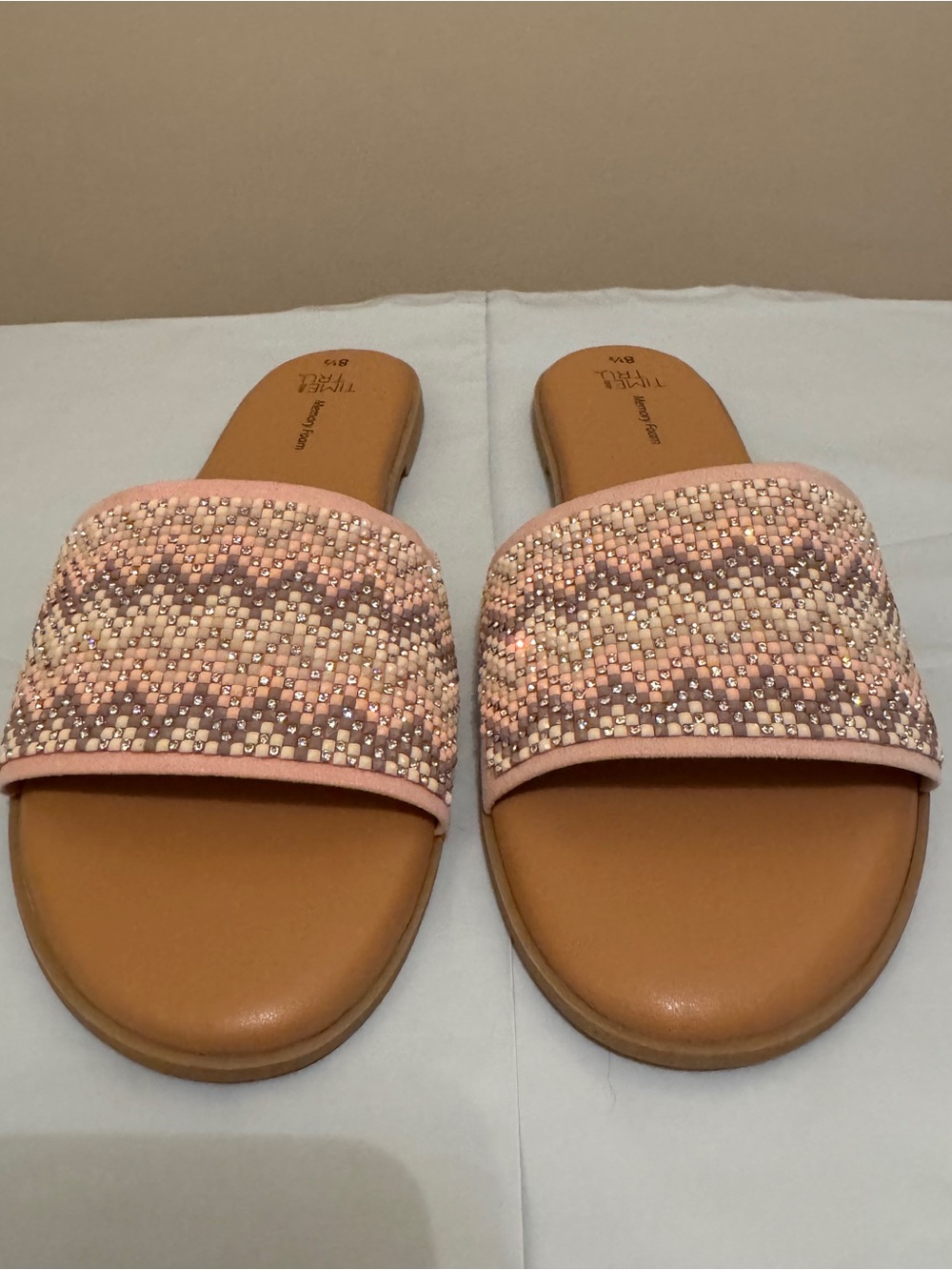 Time And Tru Sandal Size 8.5 
Memory Foam Multicolored Slide
Flat Open Toe